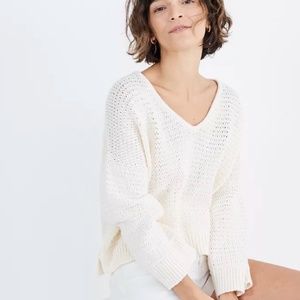 Madewell Ivory/White/Cream Open Knit Crochet Crop Sweater